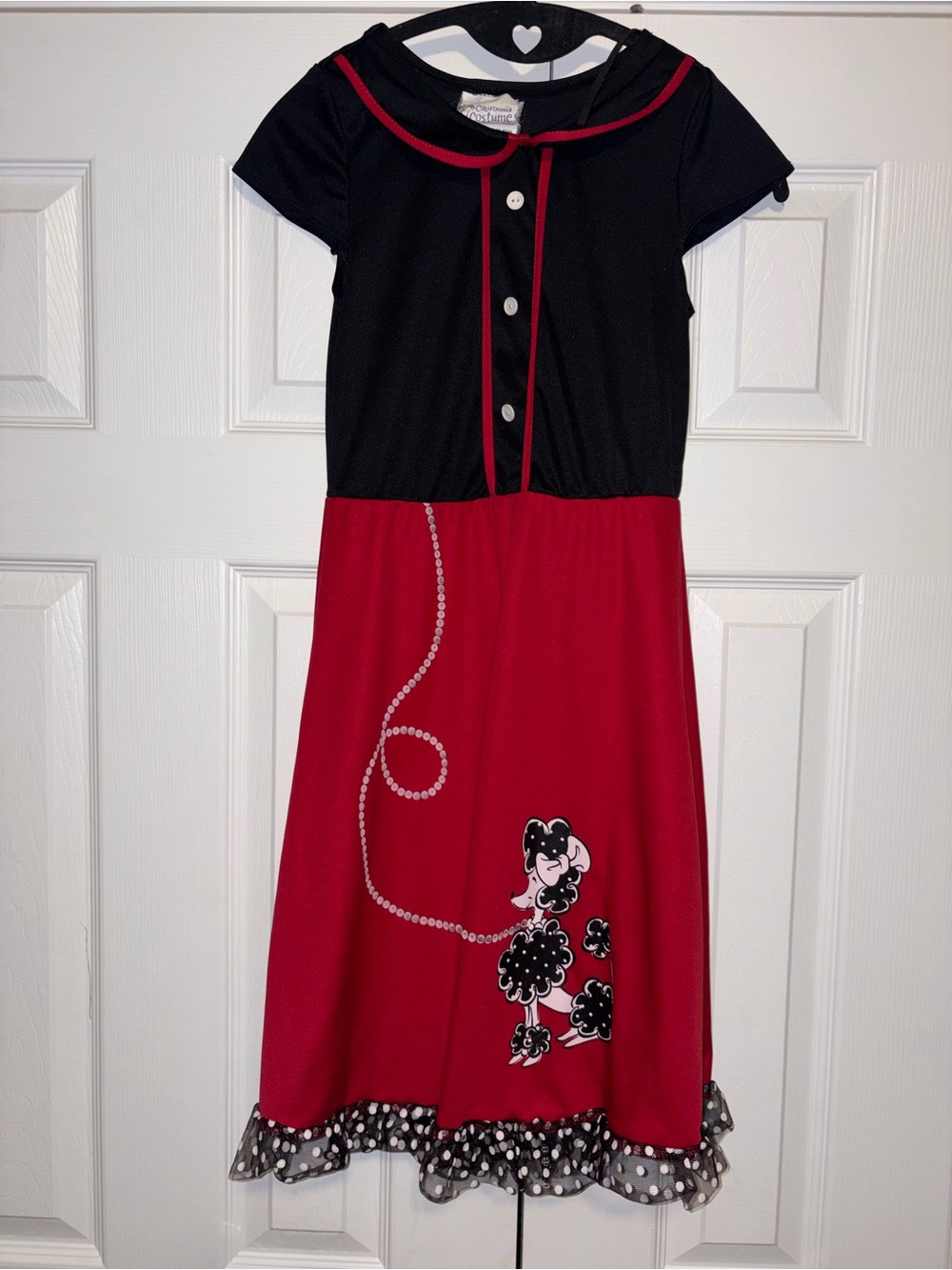 California Costume Collections Poodle Skirt Dress Polka Dot Trim Black Red L